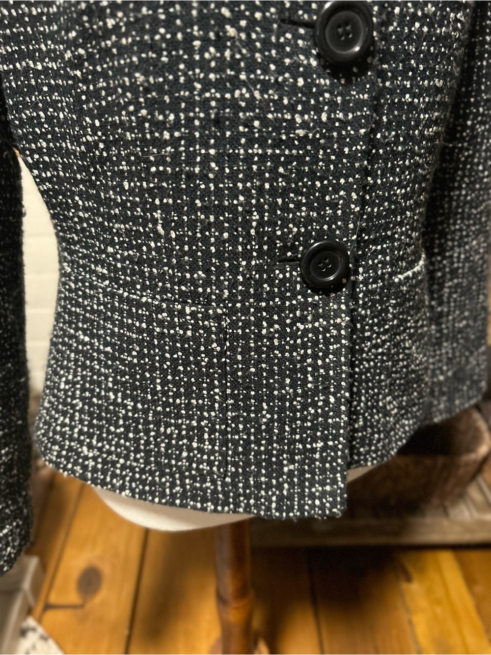 Tahari Arthur S. Levine Tweed Jacket Size 10 Black White Classic Blazer - Picture 4 of 6